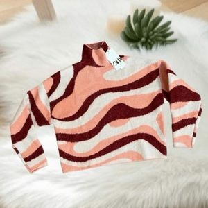 Size MEDIUM Zara turtleneck multicolored sweater ❄️